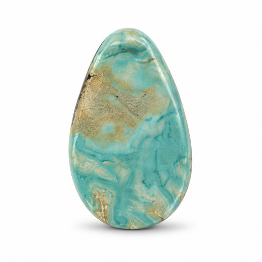 A5 Royston Turquoise Cabochon on a white studio background