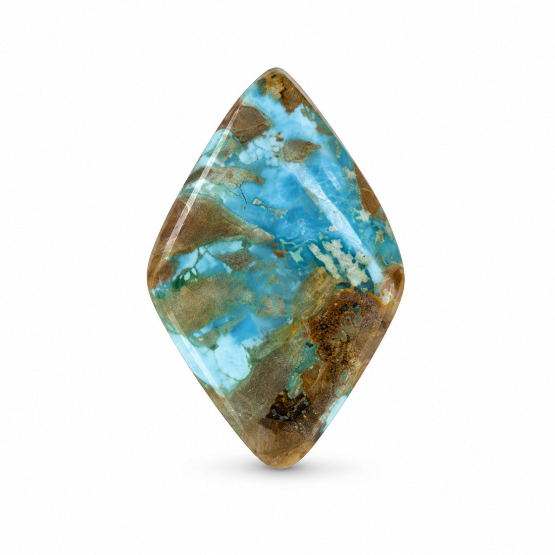 B2 Pilot Mountain Turquoise Cabochon on a white studio background