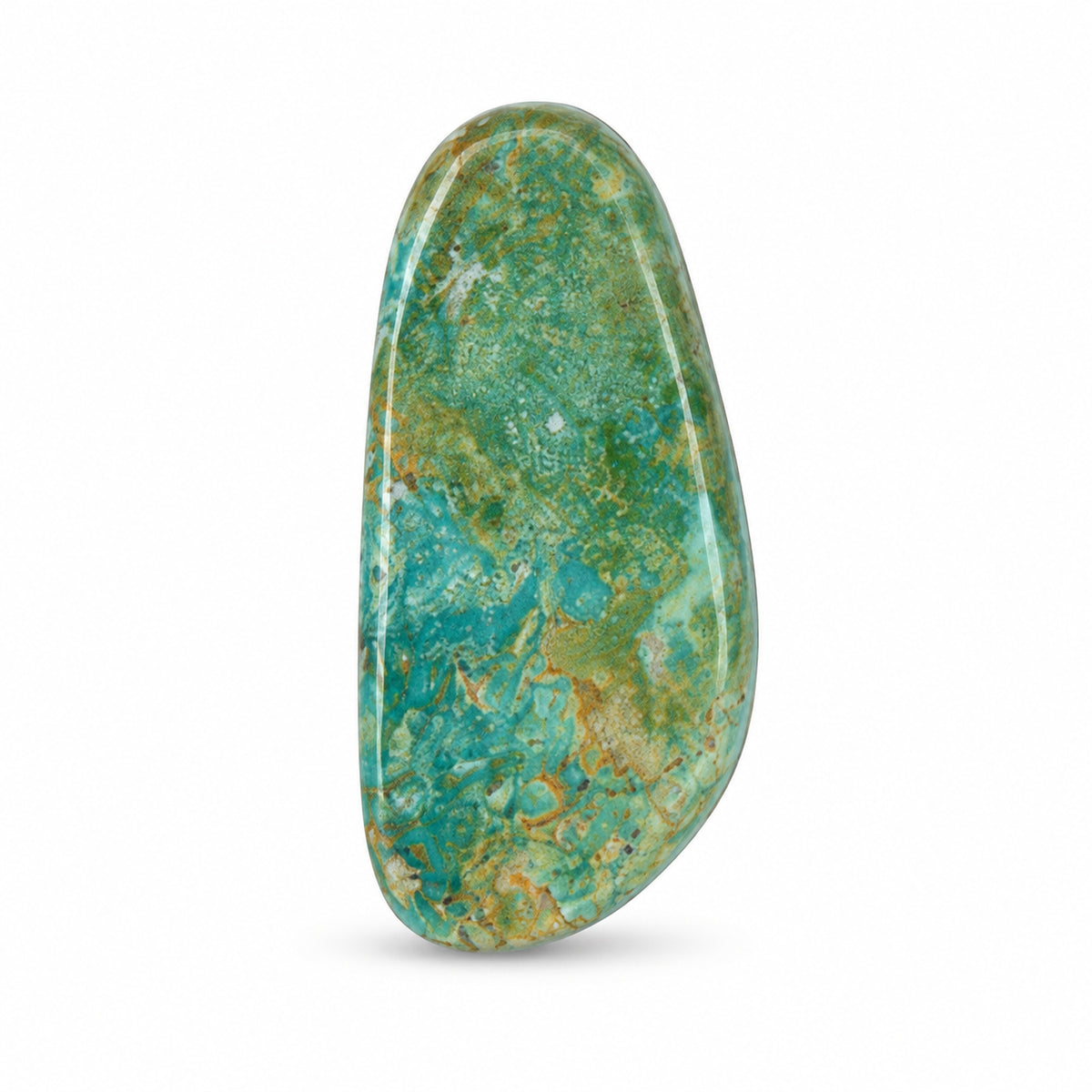 B3 Pilot Mountain Turquoise Cabochon on a white studio background