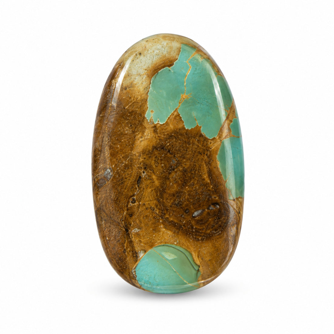 C10 Royston Turquoise Montezuma Mine Cabochon on a white studio background
