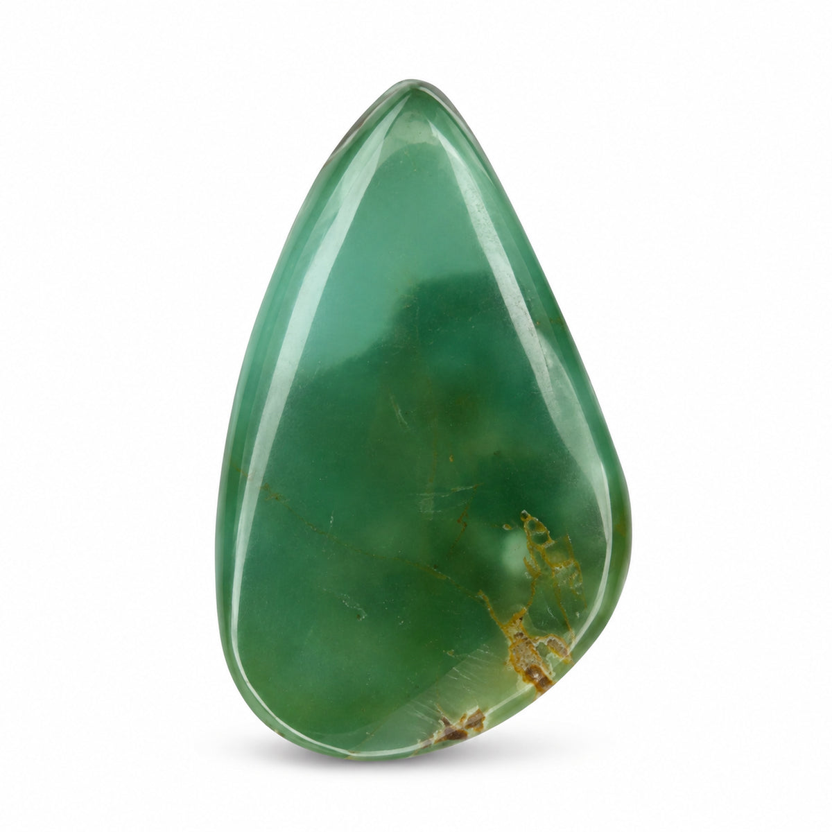 C4 Royston Turquoise Montezuma Mine Cabochon on a white studio background
