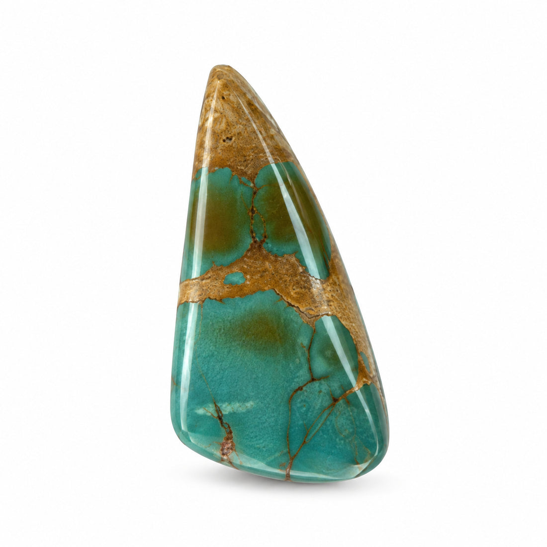C6 Royston Turquoise Montezuma Mine Cabochon on a white studio background