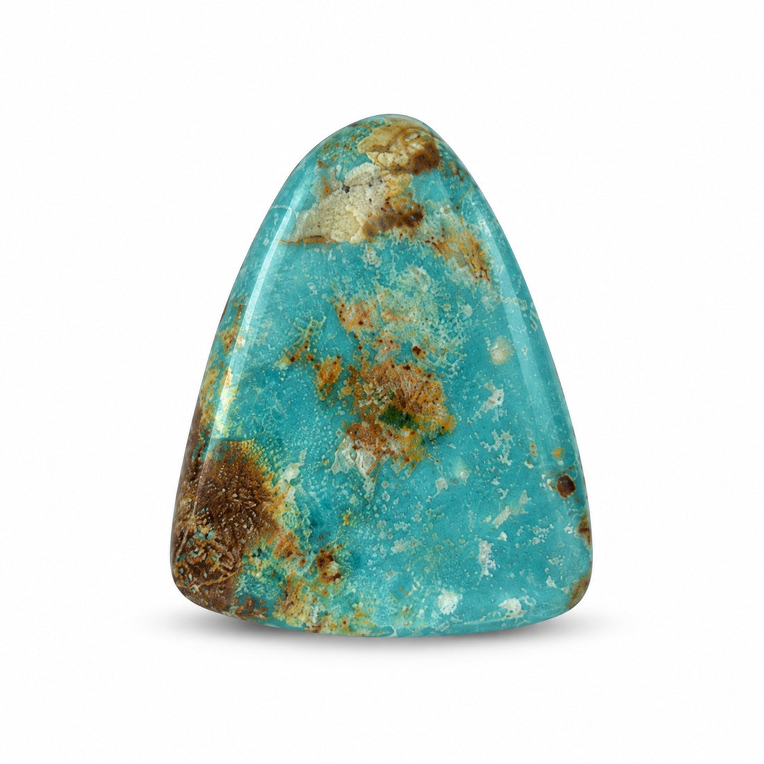 F7 Royston Turquoise Montezuma Mine Cabochon on a white studio background
