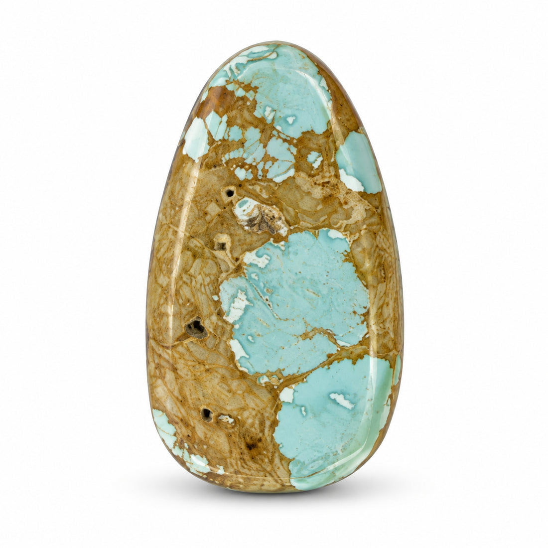 I15 Royston Turquoise Cabochon on a white studio background