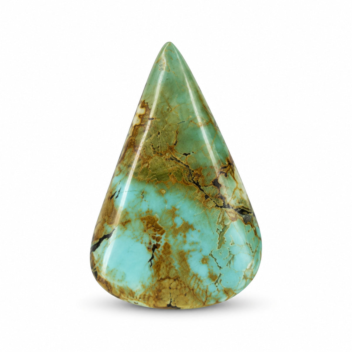 I8 Royston Turquoise Cabochon on a white studio background
