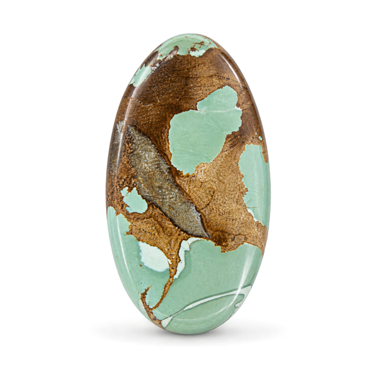 J13 Royston Turquoise Cabochon on a white studio background