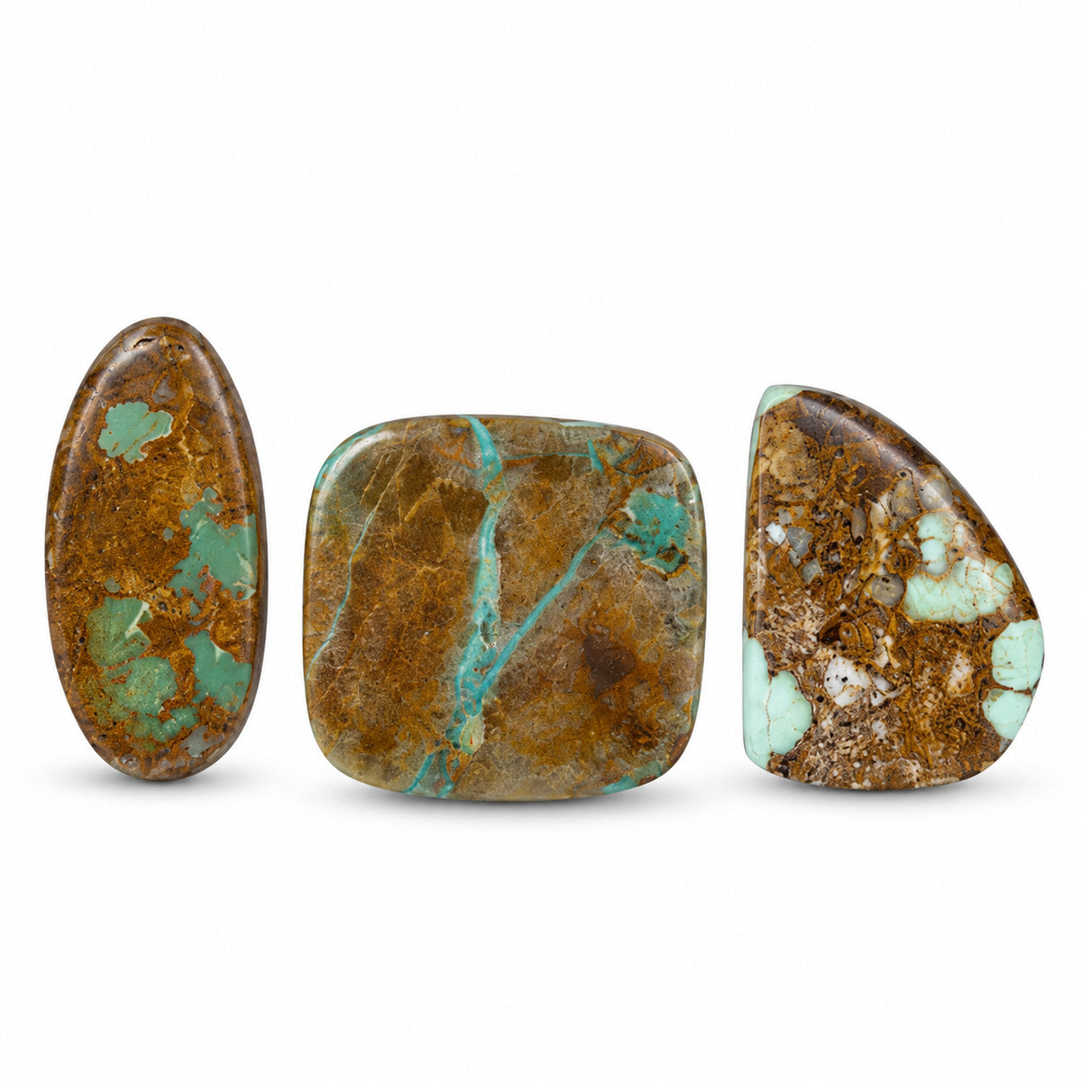 K100 Royston Turquoise Cabochon on a white studio background