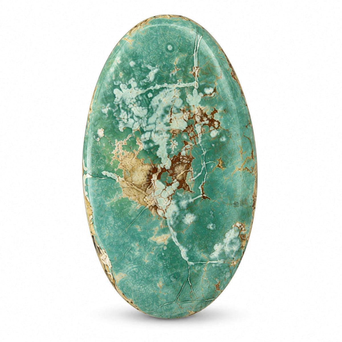 K11 Royston Turquoise Cabochon on a white studio background