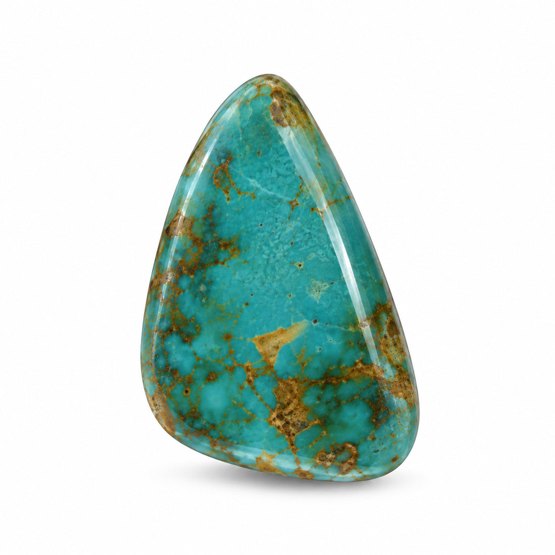 L12 Royston Turquoise Montezuma Mine Cabochon on a white studio background