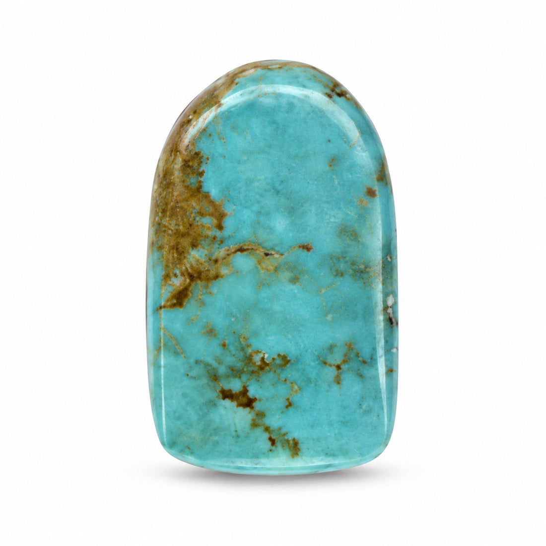 L14 Royston Turquoise Montezuma Mine Cabochon on a white studio background