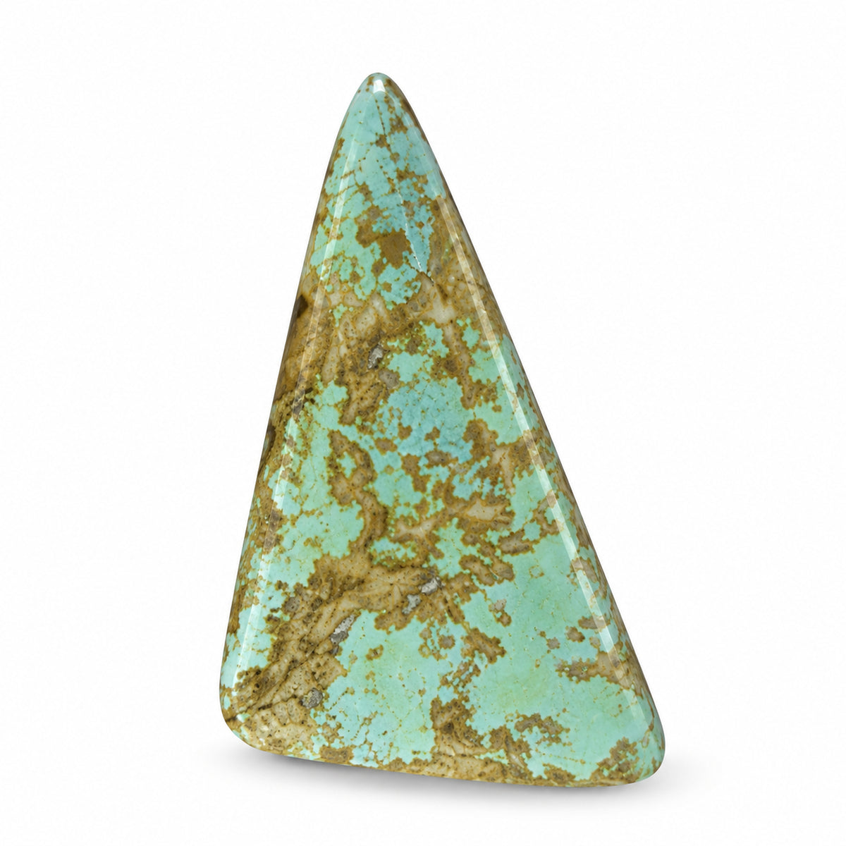 L15 Royston Turquoise Montezuma Mine Cabochon on a white studio background