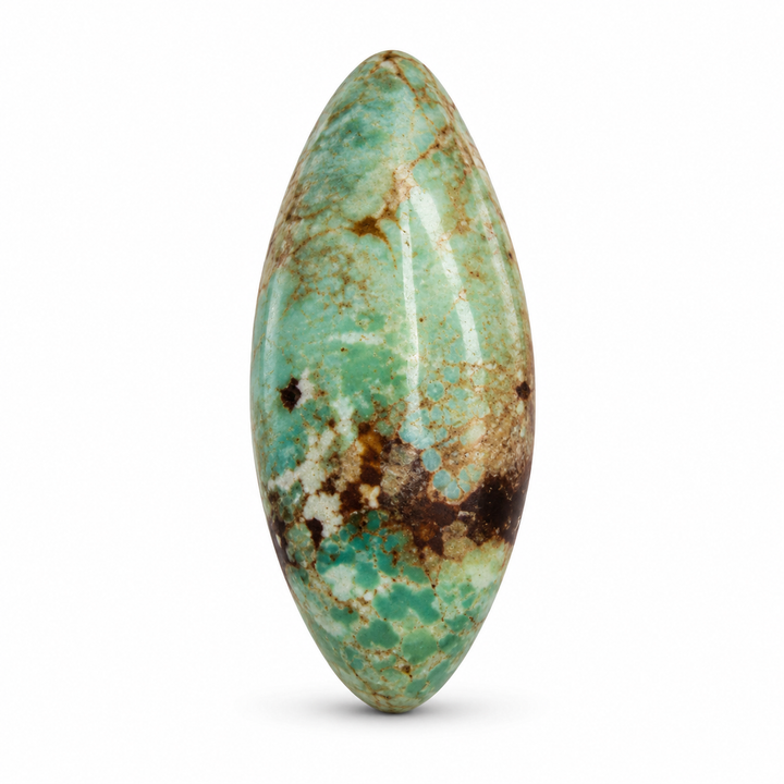 Royston Turquoise cabochon B14.0, batch September 24, 2026, front view