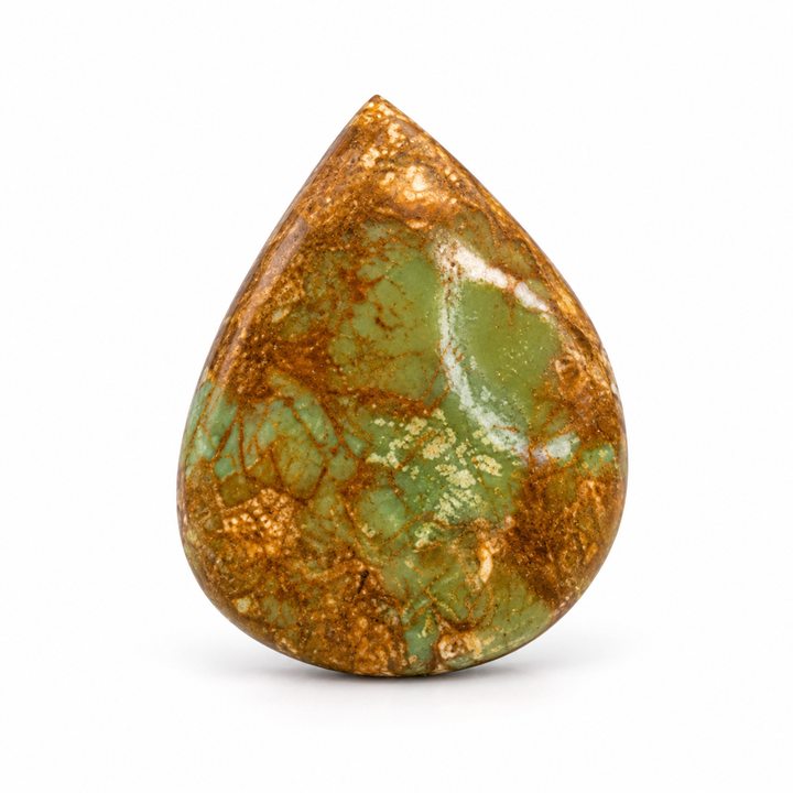 E3.0 Royston Turquoise cabochon, studio image, September 24, 2026