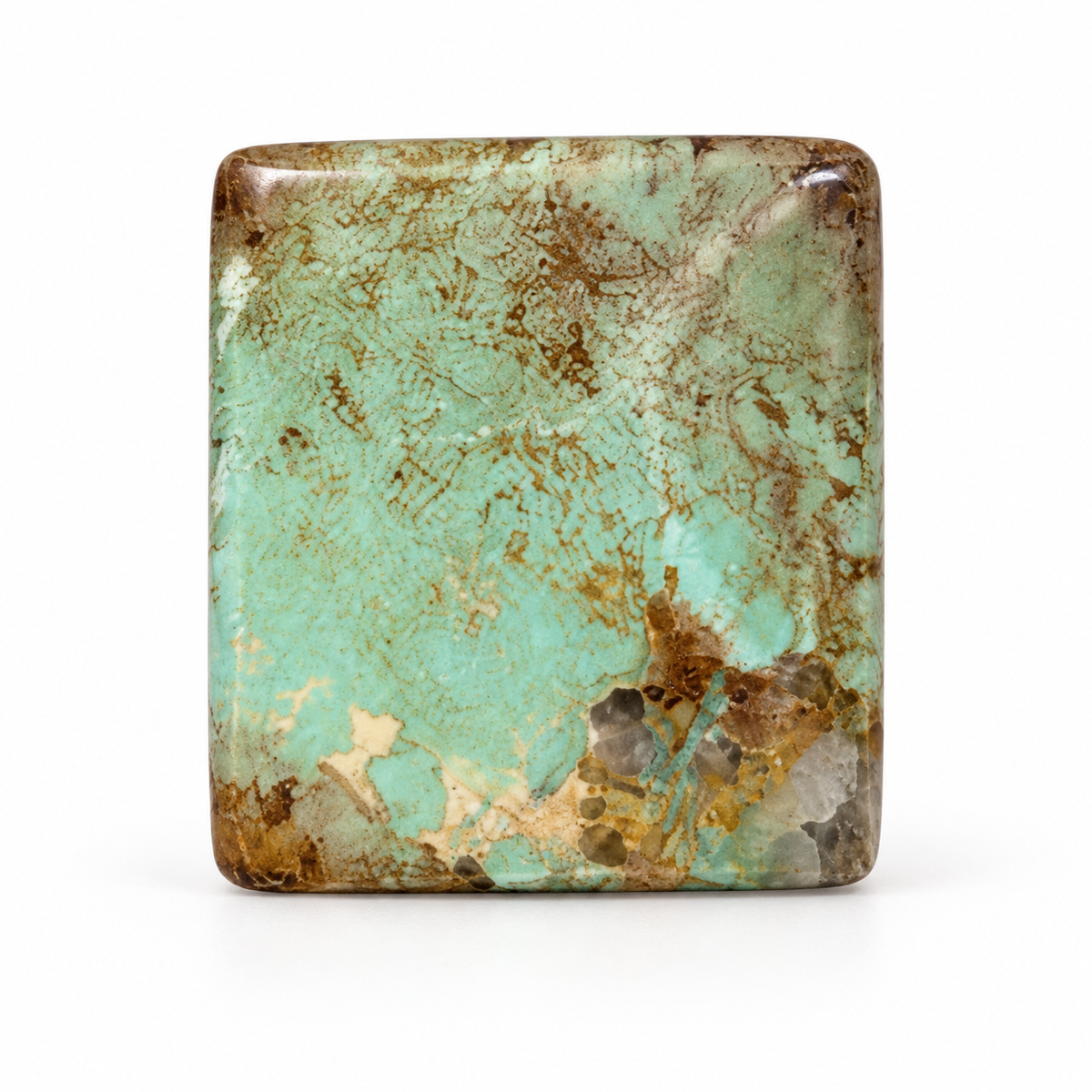 J2.0 Royston Turquoise cabochon, studio image, September 24, 2026